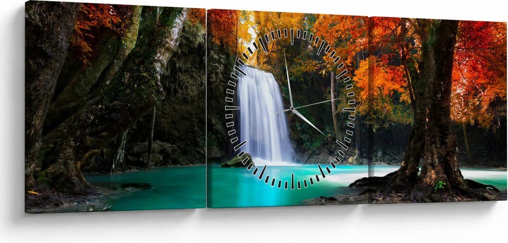 Tablou - Laguna de Smarald (cu ceas) (90x30 cm)