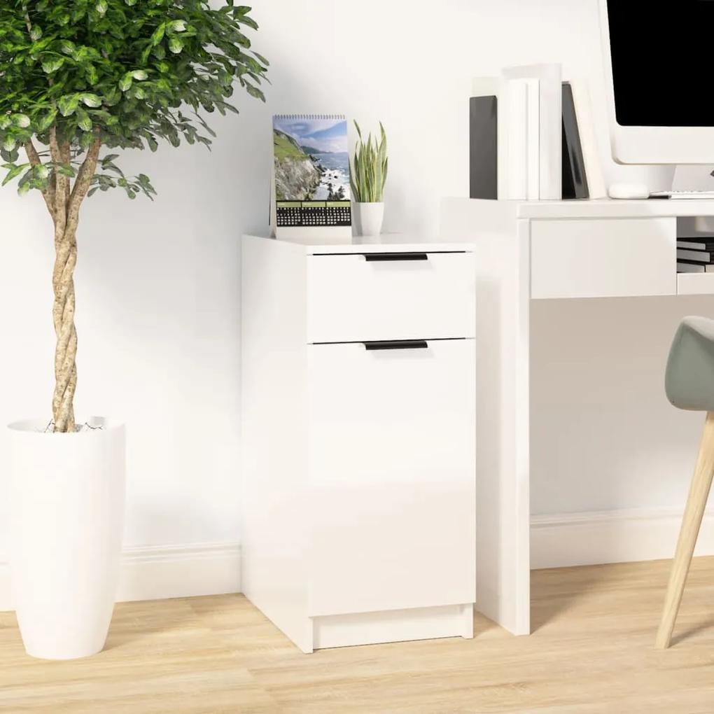 Dulap de birou, alb extralucios, 33,5x50x75 cm, lemn prelucrat 1, Alb foarte lucios