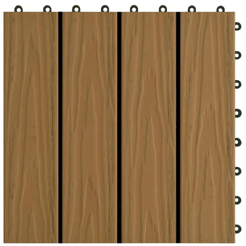 Placi podea in relief, WPC, 11 buc., 30x30 cm 1 mp, culoare tec teak coloured, 1