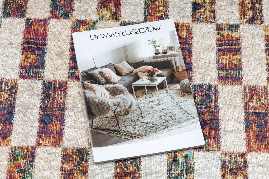 ANDRE 43780 covor lavabil Geometric anti-alunecare - bej / teracotă