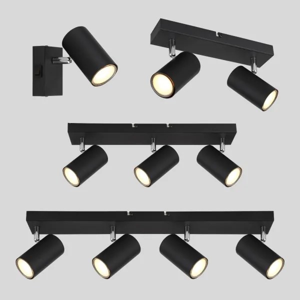 Spot ROBBY 4xGU10/35W/230V negru Globo 57911-4B