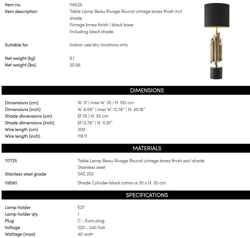 Veioza, Lampa de masa LUX Beau Rivage Round