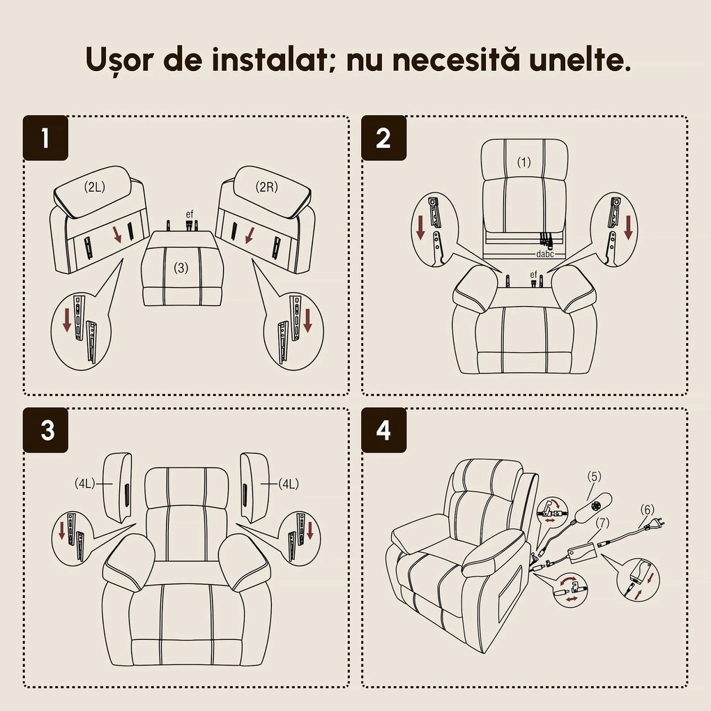 Fotoliu rabatabil HOMCOM cu funcții de masaj și încălzire, cu sistem electric de ridicare, tetieră reglabilă și port USB, din piele ecologică (PU), negru | Aosom Romania