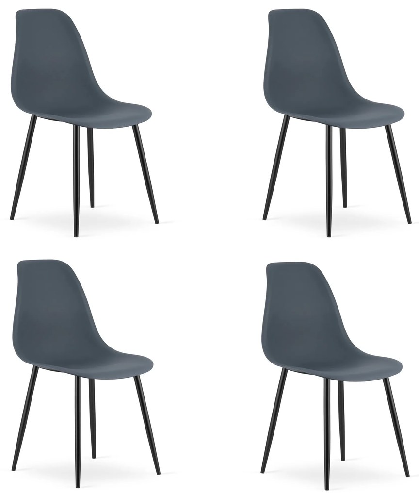 Set 4 scaune gri ardezie OSAKA cu picioare negre