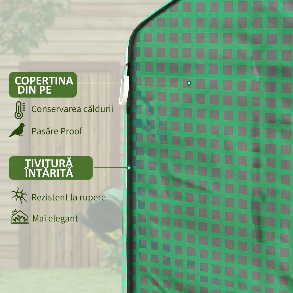 Outsunny Husa de Rezerva PE pentru Sera Calda 140x143x190cm cu Usa Rulabila Ferestre Plasa Verde | Aosom Romania