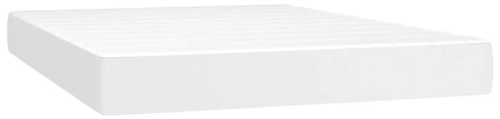 Saltea de pat cu arcuri, alb, 140x200x20 cm, piele ecologica Alb, 140 x 200 cm