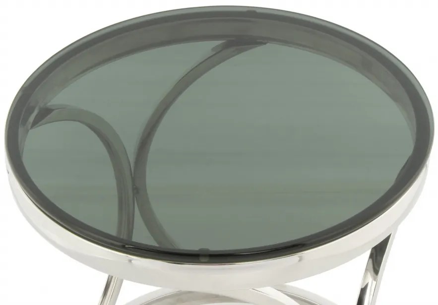 Masuta de cafea rotunda din sticla Weyda 40x40x42 cm negru/argintiu