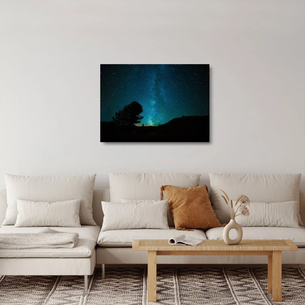 Tablou pe sticlă cu cerul nocturn și stele (70x50 cm)