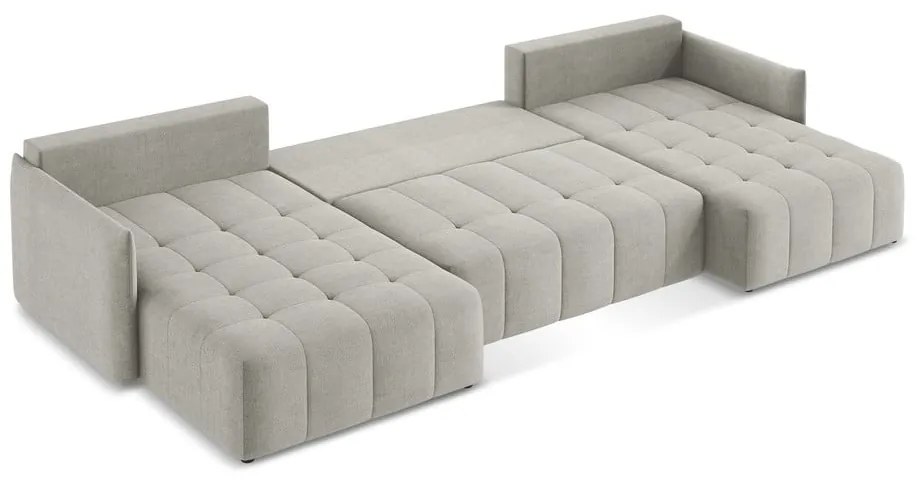 Colțar gri deschis extensibil/cu spațiu de depozitare (în formă de "U") Moku – Makamii