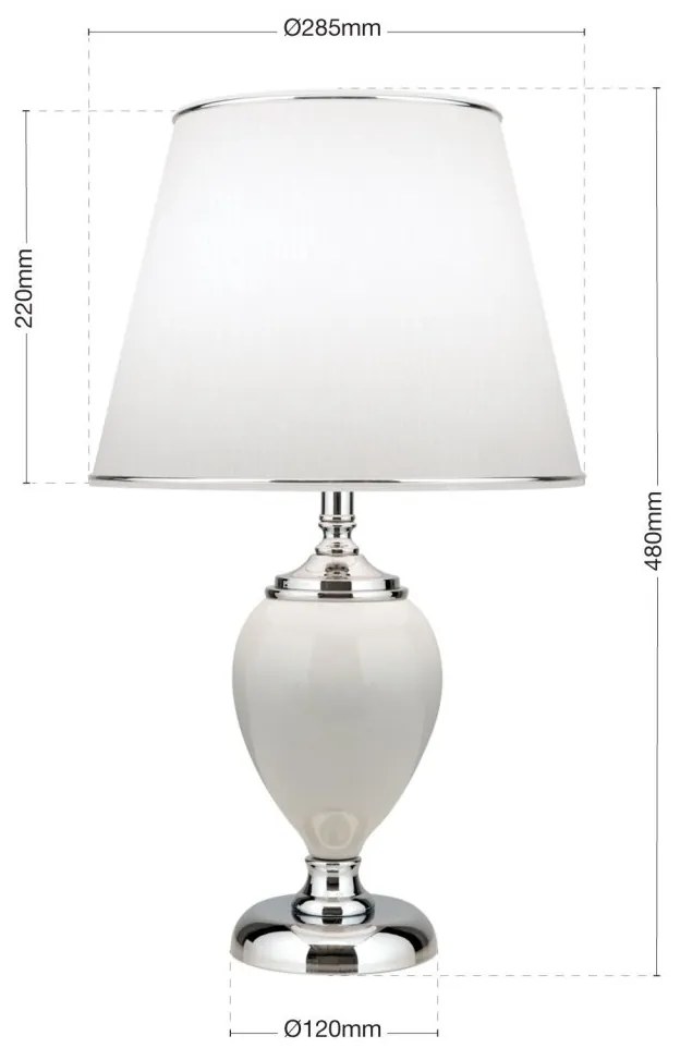 Veioza/Lampa de masa design elegant OVUM alb/crom