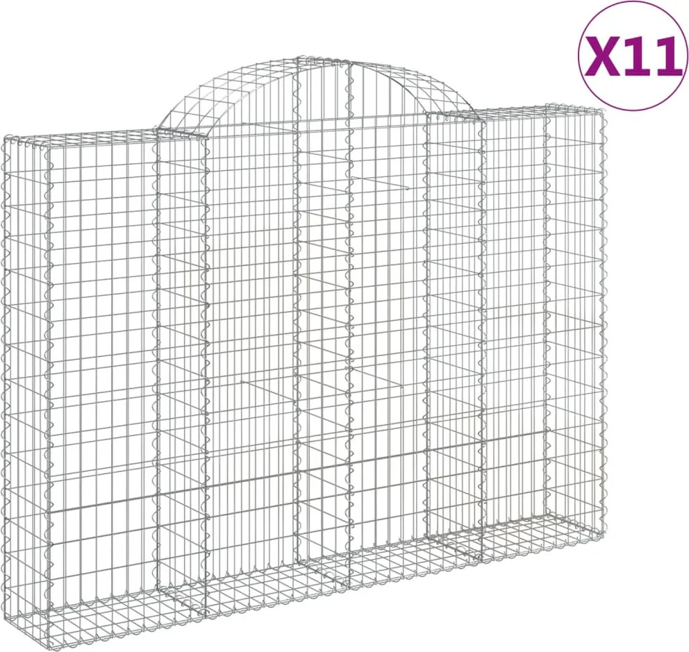 vidaXL Coșuri gabion arcuite 11 buc, 200x30x140/160cm, fier galvanizat