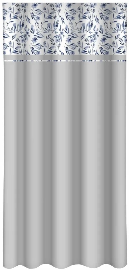 Perdea decorativă de culoare gri deschis cu imprimare de flori de câmp albastru Lățime: 160 cm | Lungime: 250 cm