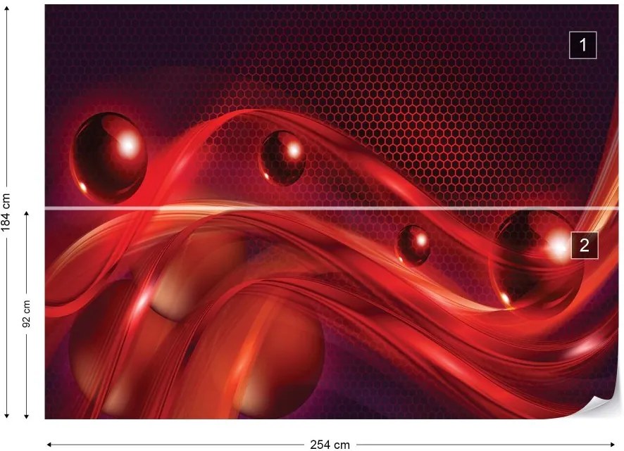 GLIX Fototapet - Red Modern Abstract Design Vliesová tapeta  - 254x184 cm