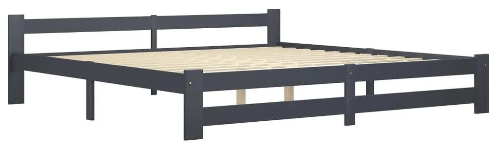 Cadru de pat, gri inchis, 200 x 200 cm, lemn masiv de pin Morke gra, 200 x 200 cm