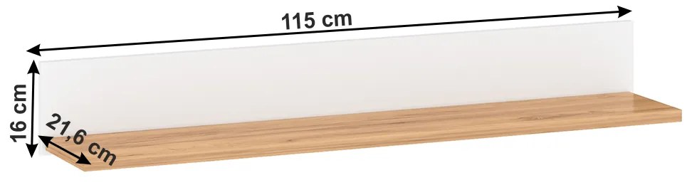 Poliţă, alb alba / stejar craft auriu, LANZETTE D