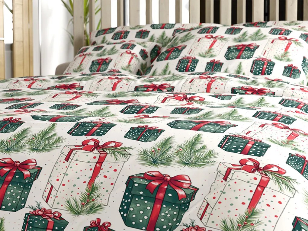 Lenjerie de pat din bumbac CHRISTMAS PRESENT crem Dimensiune lenjerie de pat: 70 x 90 cm | 140 x 200 cm