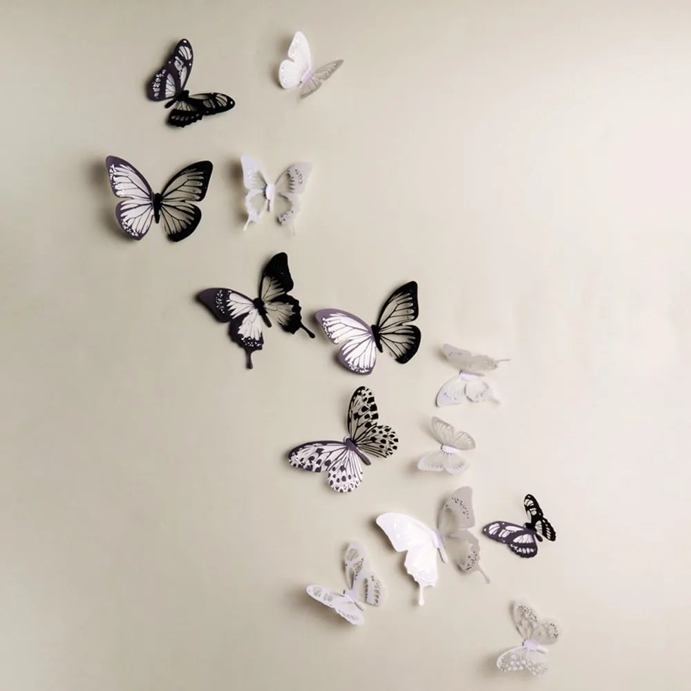 Set autocolante 3D Ambiance Butterflies Chic Black, 18 buc.