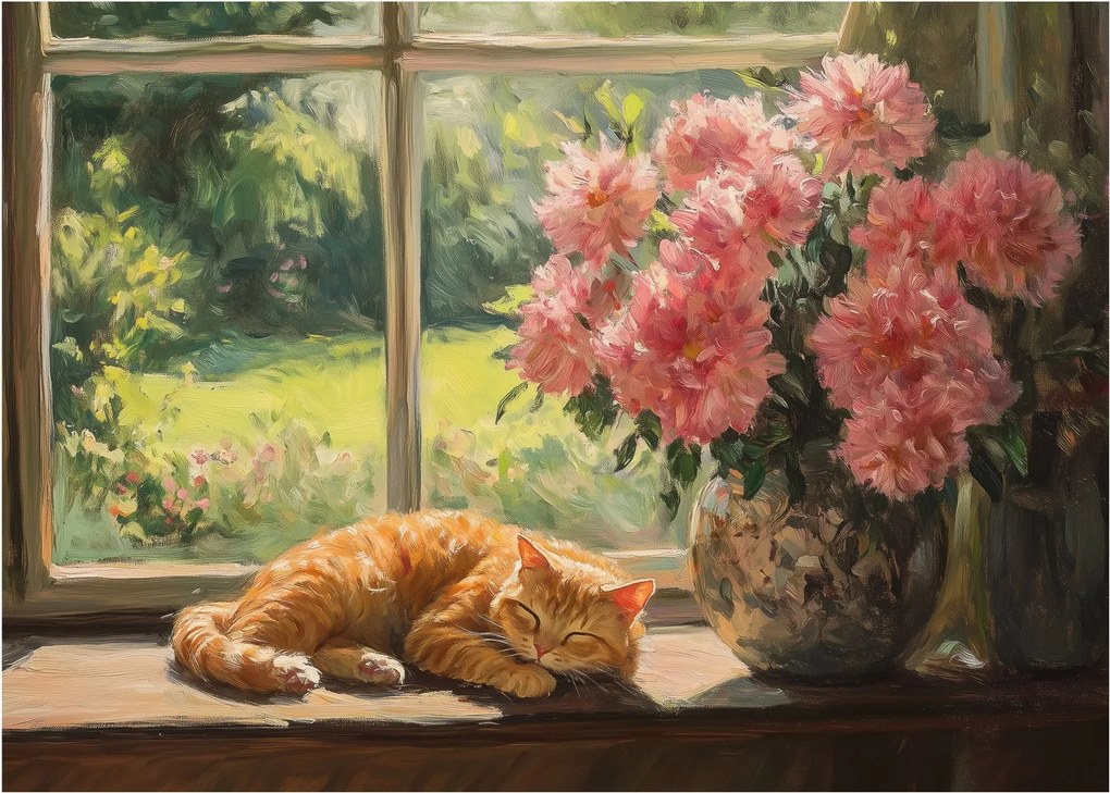 Tablou - Pisică la fereastră (70x50 cm)