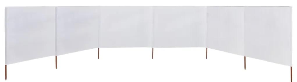 Paravan anti-vant cu 6 panouri, alb, 800 x 80 cm, textil alb nisipiu, 800 x 80 cm