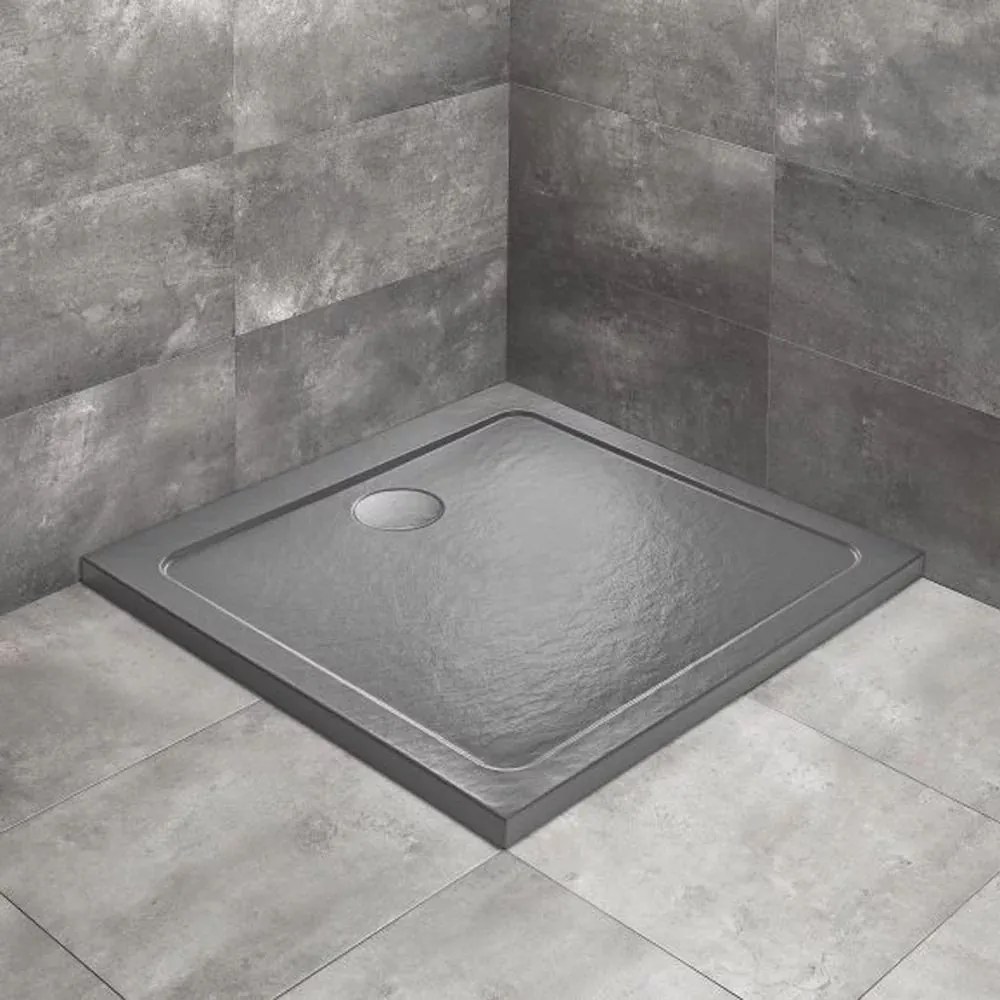 Cadita dus patrata Radaway Doros C Stone 90x90 cm acril antracit