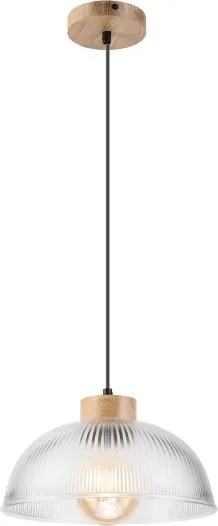 Suspensie pe cablu PIA, 1xE27/60W/230V, Ø 30 cm, finisaj stejar