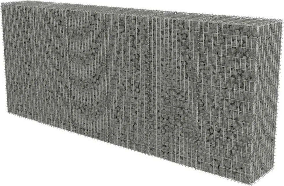 vidaXL Perete gabion cu capace, 300 x 50 x 150 cm, oțel galvanizat
