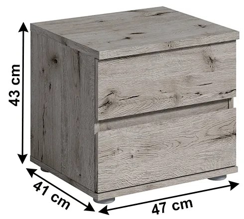 Noptiera, 2 bucati, stejar welington, TOGOS