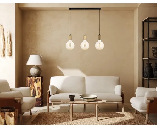 Lustră pe cablu MIROS 3xE27/60W/230V neagră/aurie