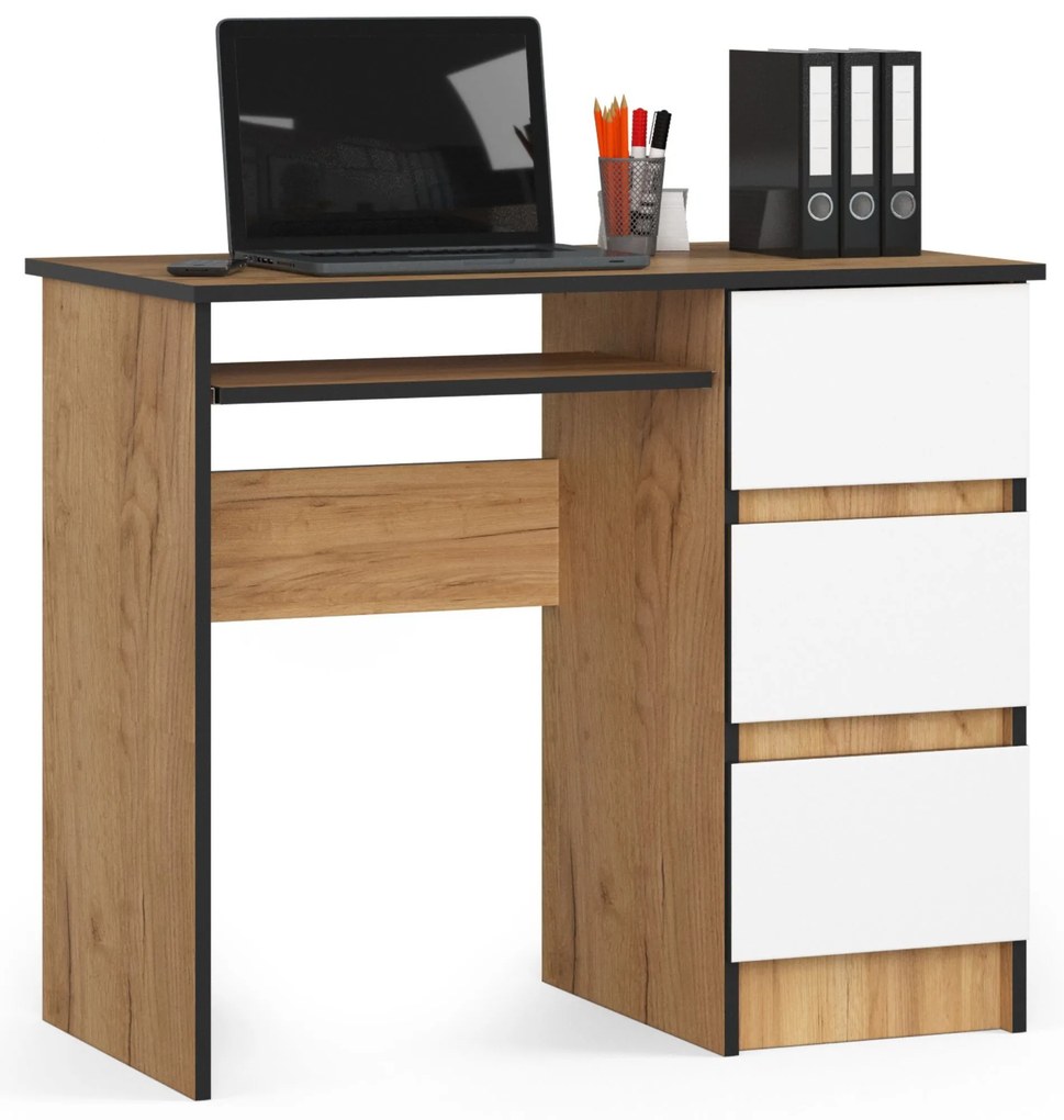Masă PC Benicio (Stejar craft + Alb) (D). 1070962