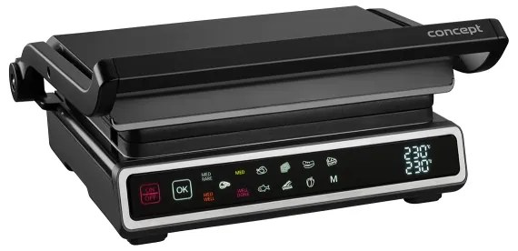 Concept ge3550 - Grătar contact cu sondă de temperatură 2000W/230V negru