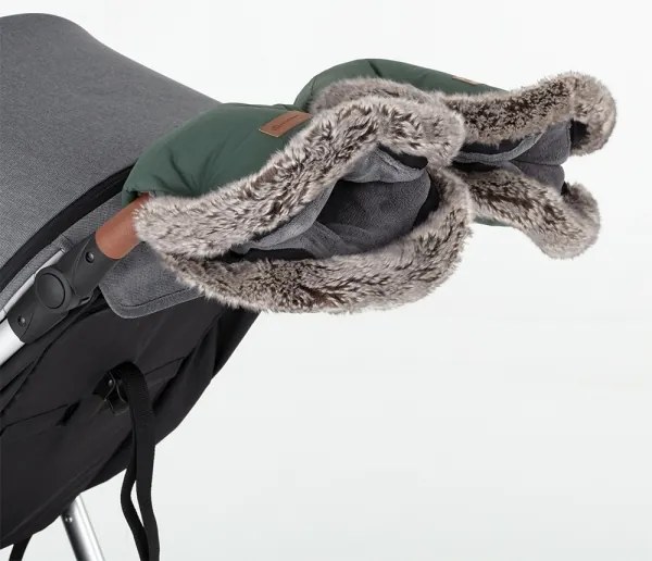 PETITE&MARS - Set sac 4 în 1 COMFY pentru copii + mănuși tip mufă pentru cărucior FURRY Khaki