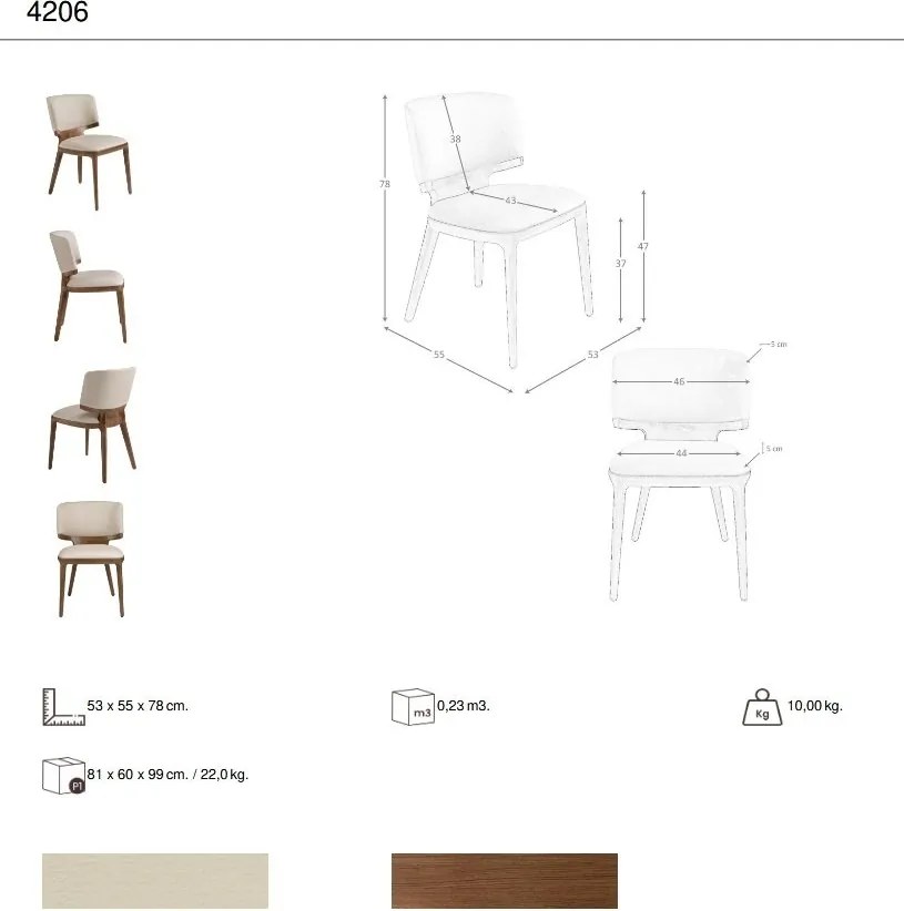 Scaun din lemn si piele sintetica Cream