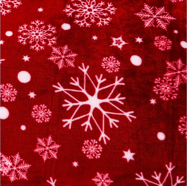 Patura Cocolino rosie de Craciun SNOWFALL Dimensiune: 200 x 220 cm