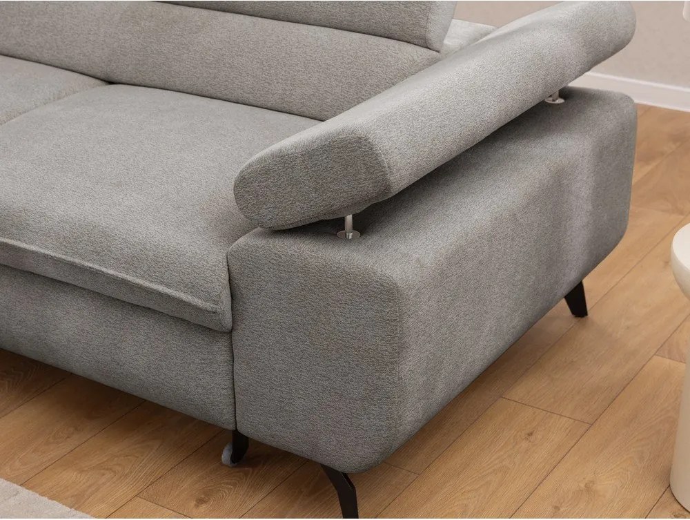 Colțar gri deschis cu tapițerie din chenille (cu colț pe partea stângă/în formă de ”L”) Marbeya – Ropez