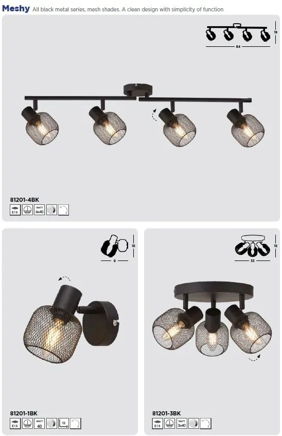 Aplica de perete cu spot directionabil Meshy