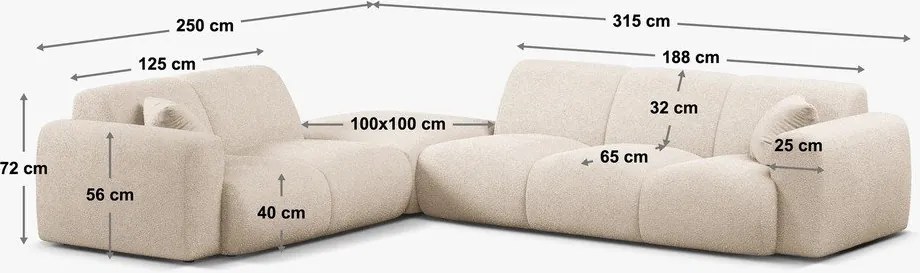 Colțar maro cu tapițerie din stofă bouclé (colț dreapta) Molino – Micadoni Home