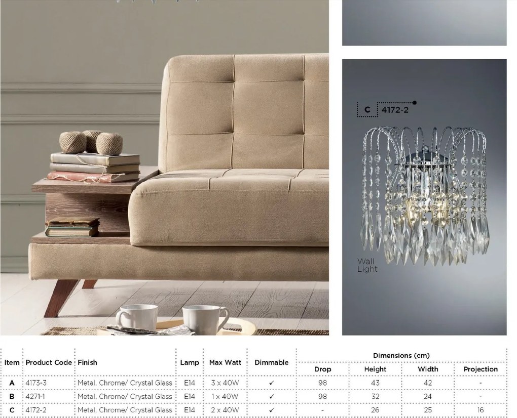 Lustra cristal suspendata design elegant Waterfall 3L 4173-3 SRT