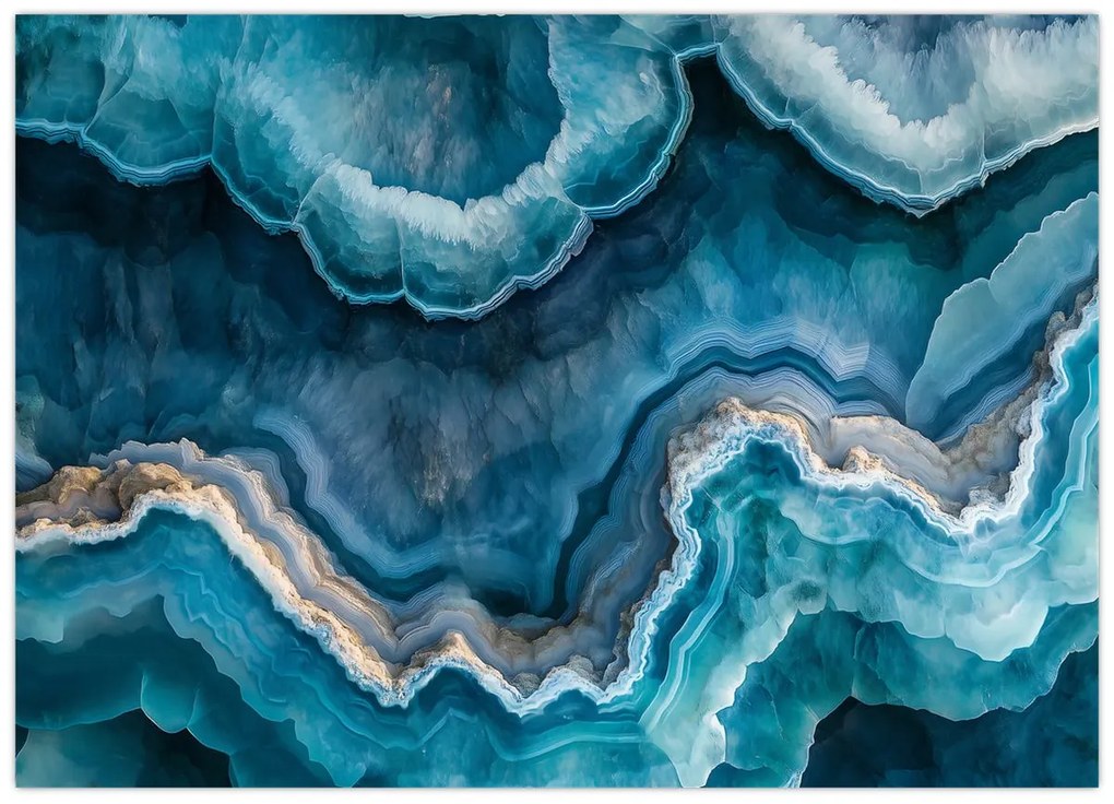 Tablou pe sticlă - Detaliu de acvamarin (70x50 cm)