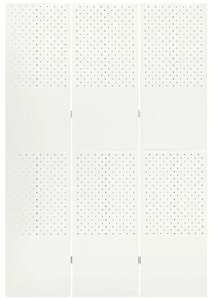 335896 vidaXL Paravan de cameră cu 3 panouri, alb, 120x180 cm, oțel