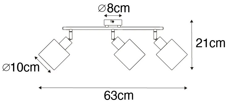 Spotlight de plafon din oțel cu abajur alb, reglabil, cu 3 lumini - Hetta