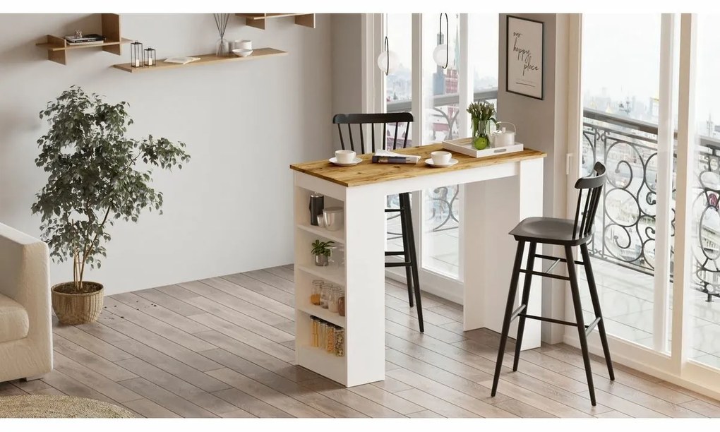 Masă de bar Lux White and Atlantic Pine