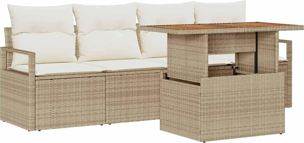 vidaXL Set de canapele pentru grădină 5 pcs Bej Rattan poli