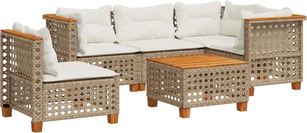 vidaXL Set canapele de grădină cu perne, 6 piese, bej, poliratan