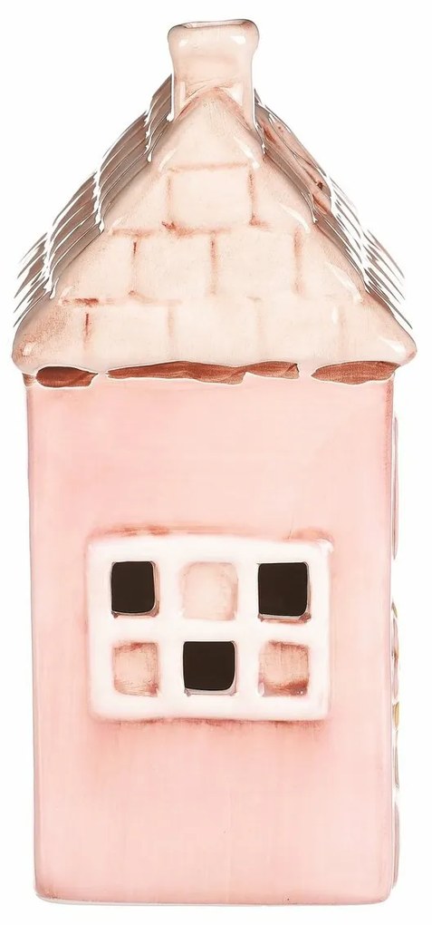 Căsuță din ceramică cu LED, 12 x 9 x 18 cm,primăvară, roz