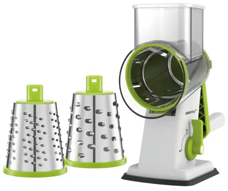 Răzătoare manuală cu 3 atașamente Kinghoff KH 1960, oțel inoxidabil, alb/verde