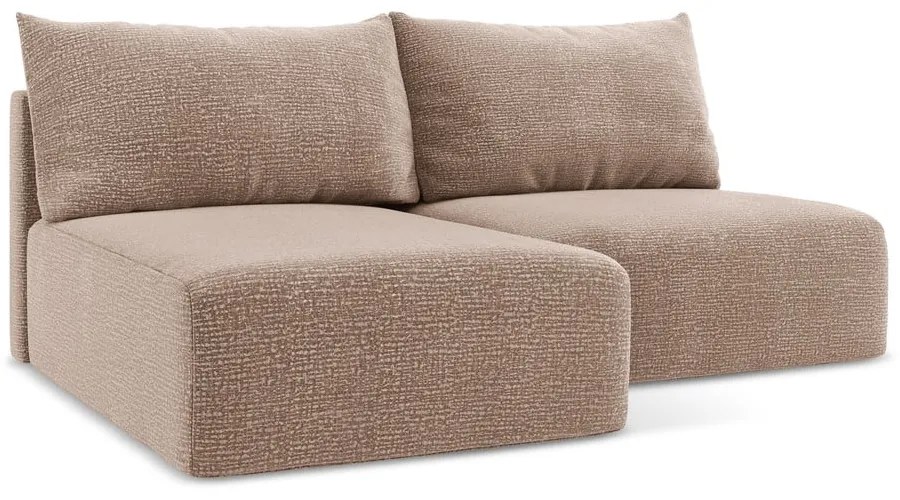 Colțar maro deschis extensibil/cu spațiu de depozitare (cu colț pe partea stângă) Kalena – Makamii