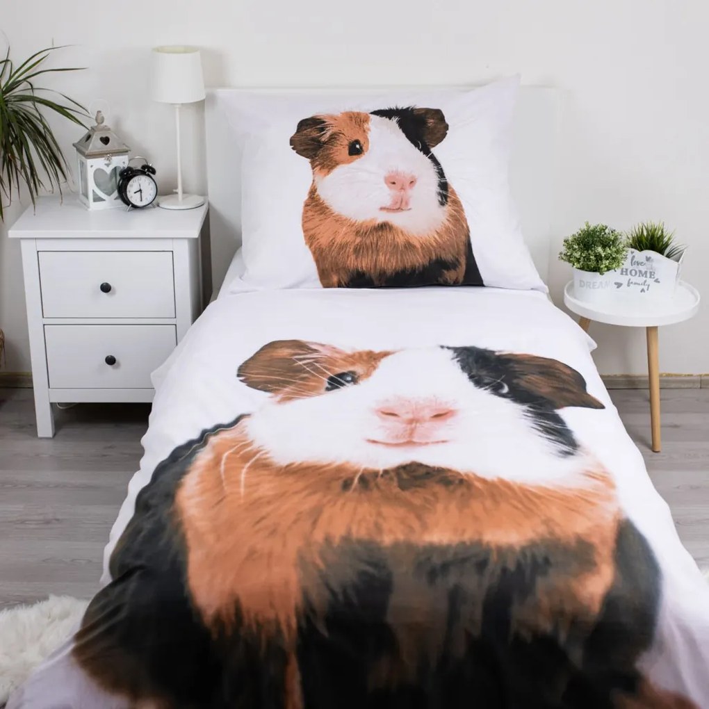 Animale Set de lenjerie de pat cu porcușor de Guineea 140×200cm, 70×90 cm