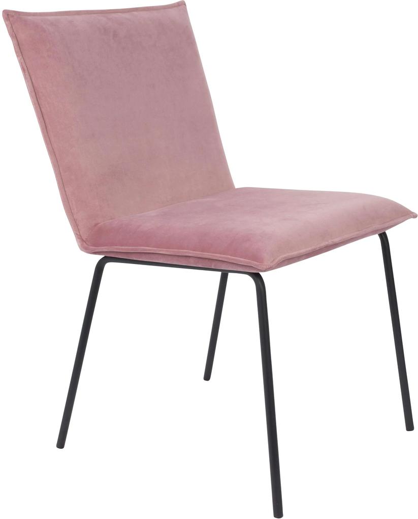 Scaun din catifea si metal Floke Pink | WHITE LABEL LIVING