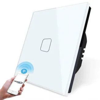 Intrerupator simplu Smart Wi-Fi sticla 195007/WH Elmark
