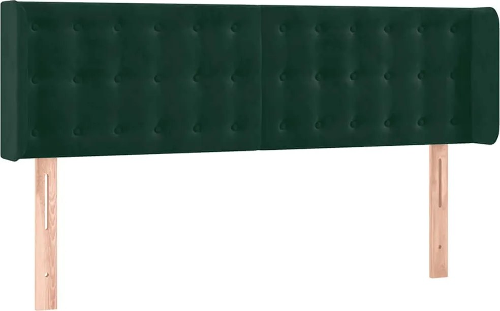 vidaXL Tăblie de pat cu aripioare verde închis 147x16x78/88 cm catifea